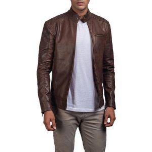 Brown Leather Biker Jacket