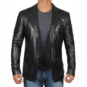 Mens Leather Blazer Jacket