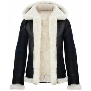 Women Hooded Shearling Jacket