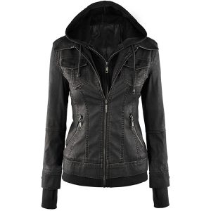 black bomber jacket with hood