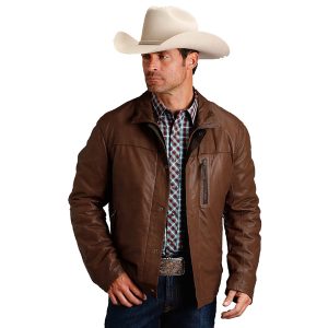 men brown cowboy jacket