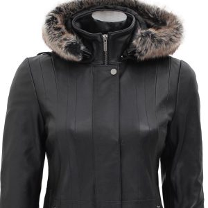 womens shearling leather long coat