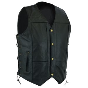 Mens Real Leather Waistcoat Motorbike Motorcycle Biker Genuine Gillet Vest Cut