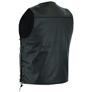 Mens Real Leather Waistcoat Motorbike Motorcycle Biker Genuine Gillet Vest Cut Back