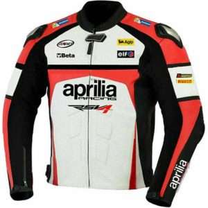 Aprilia White Men Motorcycle Leather Racing Jacket