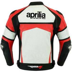 Aprilia White Men Motorcycle Leather Racing Jacket Back