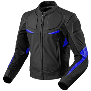 Men Motorcycle Blue And Black Leather Racing Jacket